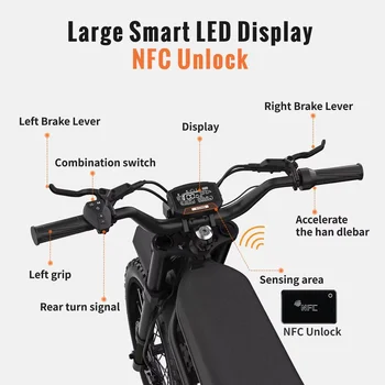 Ebike GT73 2000W Electric Dirtbike 25” Tires 36.4AH Dual Battery EBike Max 37 MPH Dual Hydraulic Brakes Suspension 6