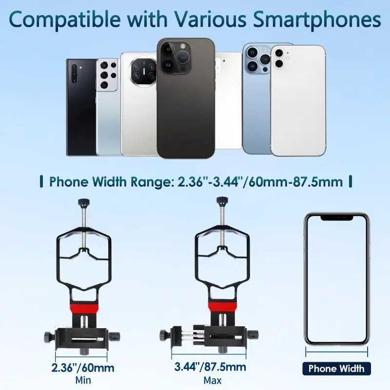 Phone Scope Digiscoping Adapter 3-Axis Metal Phone Holder Mount for Max. 2.4In Eyepiece Telescope tridaptor XYZ-001 Camera Accessories
