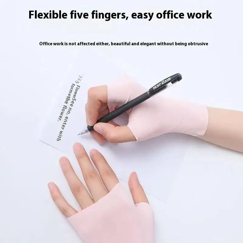 Pro Uv Protection Gloves For Nail Art Gel Nail Lamp Sunscreen Gloves Fingerless Hand Sun Care Thin Cool Ice Silk Silky Sun Glove