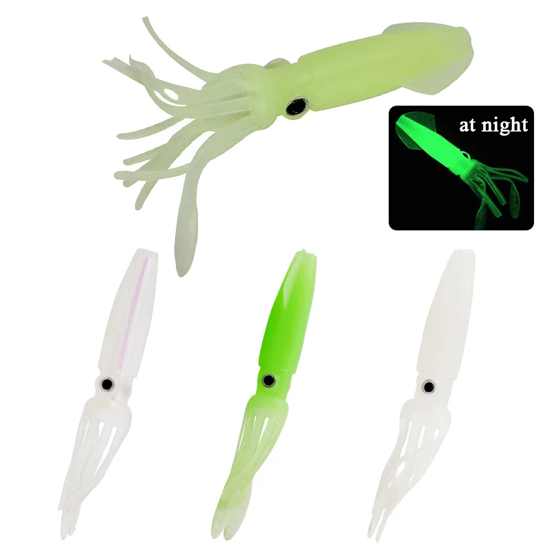 

3pcs/8.6g Fishing Soft Lures Luminous Octopus Fishing Wobbler Bait Fishing Tuna Lure Jig Head Hook Silicone Squid Bait Pesca