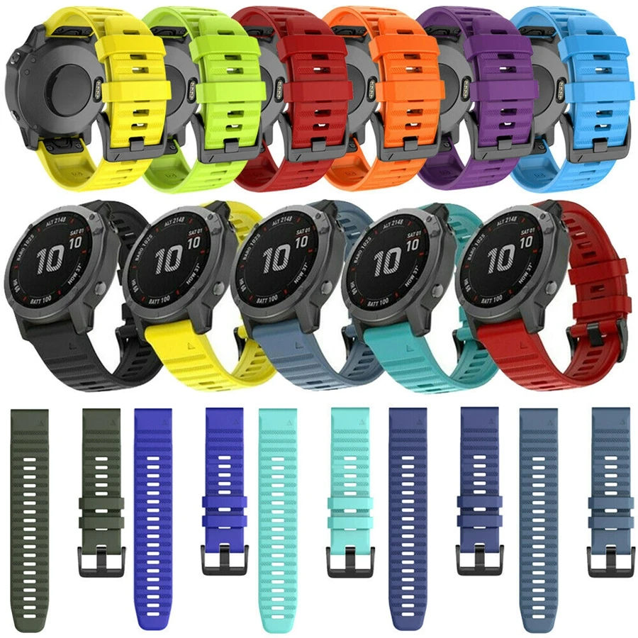 Фото Ремешок для часов QuickFit 26 мм 22 мм, силиконовый браслет с сапфировым стеклом для Garmin Fenix 7X 7 Pro, Fenix 6X 6 Pro 5X 5 Plus №4
