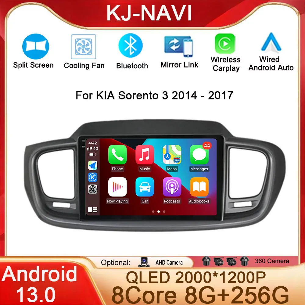 

Carplay Smart Stereo Android 13 Auto 360 Cam Radio For KIA Sorento 3 2014 - 2017 Multimedia Navigation Car player Blutooth