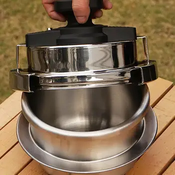 1.2L Pressure Cooking Pot Mini Pressure Cooker 304 Stainless Steel Portable Rice Cooker Outdoor Camping Pressure Cooker Cookware 2