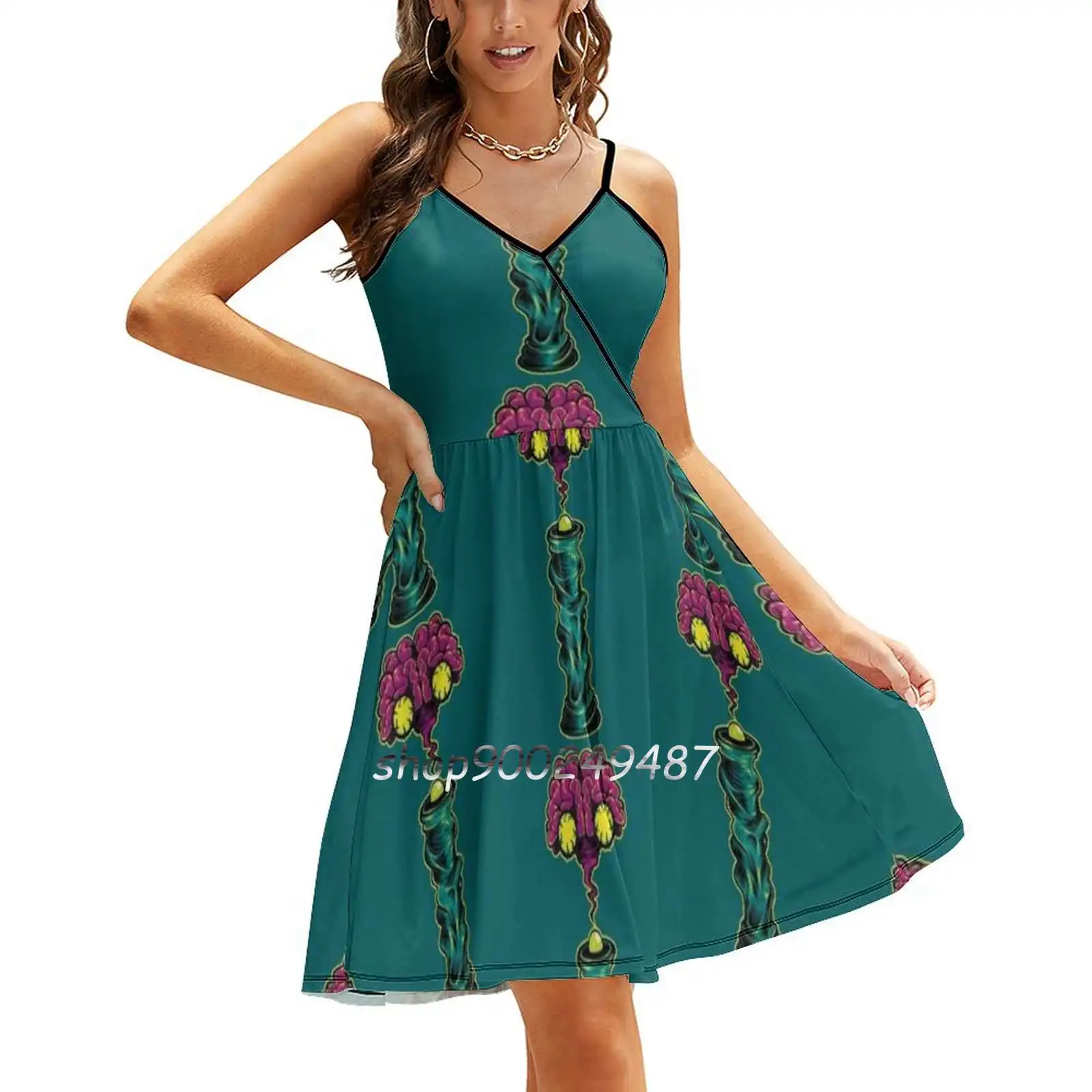 

I Is For Intergalactic Intelligence Sling Dress Sexy Dress Female High Waist Dresses For Women Brain Brains Intergalactic