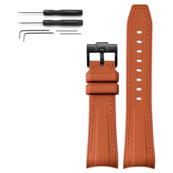 Curved End Silicone Waterproof Watch Band Strap, 22mm for 22mm (Orange 02)
