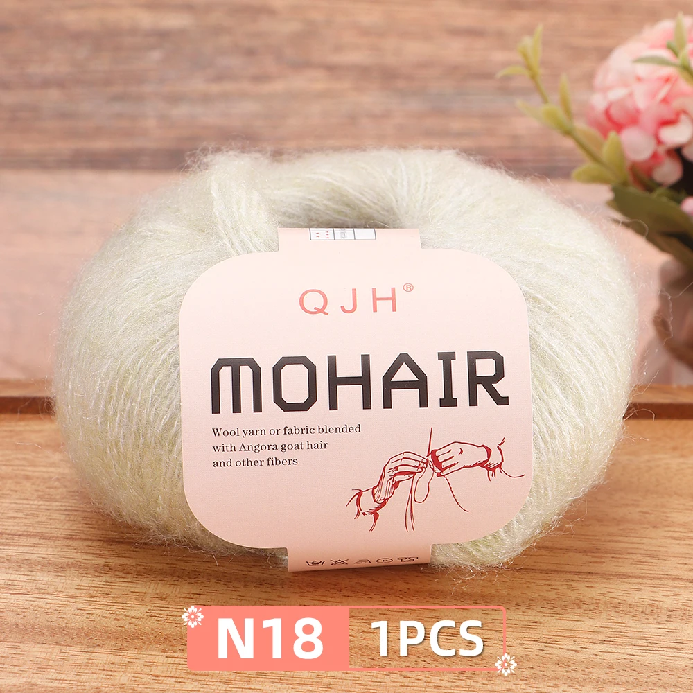 QJH 1PC 25g Fine Mohair Yarn for DIY Crocheting and Knitting