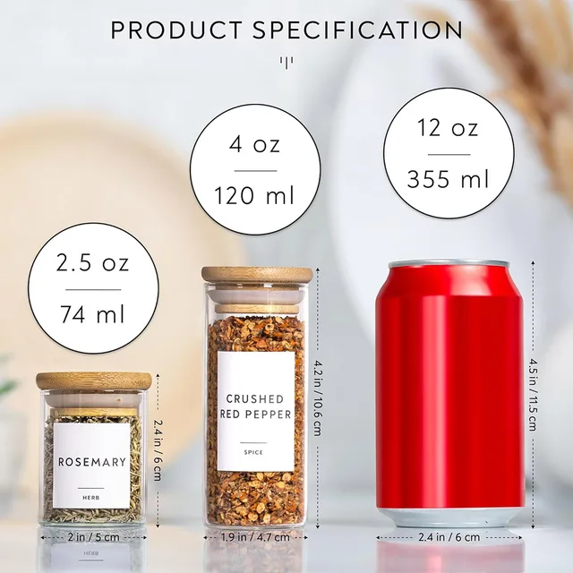 Set 12 Barattoli In Vetro Con Tappo Sughero - 300 Ml Per Spezie, T&egrave; E Erbe