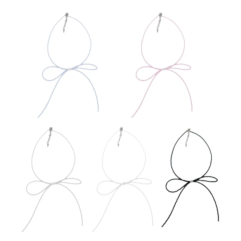 수제 비즈 목걸이 큰 Bowknot 펜던트 목걸이 우아한 비즈 목걸이