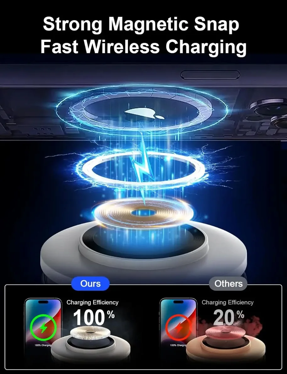 5 in 1 Bluetooth 5.4 Speaker Magnetic Wireless Charging Night Light Charger For iPhone 17 16 15 14 13 12 Apple Watch AirPods Pro