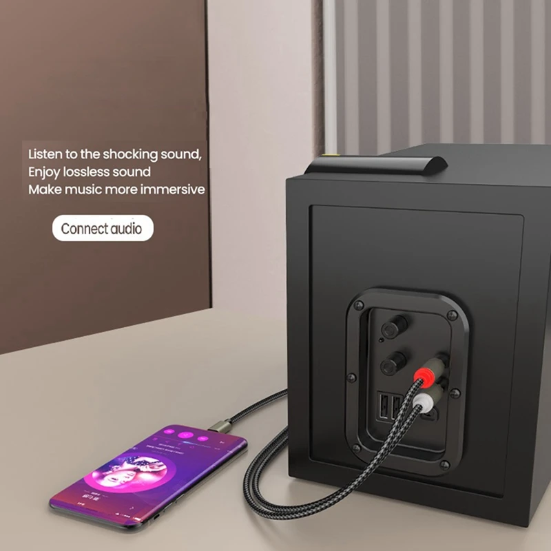 USB C To 2RCA Ÿ-C To  RCA  ̺,   ڵ, ޴, º, 1M