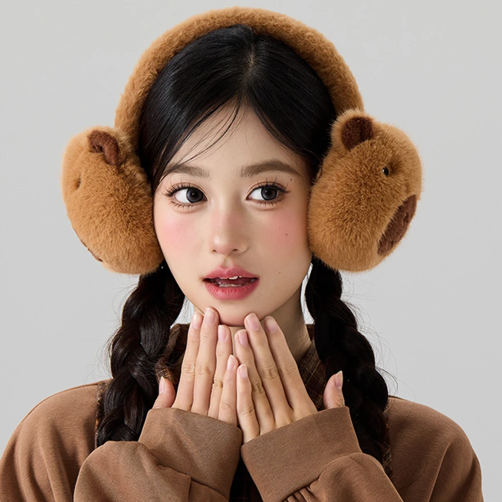 كابيبارا لينة أفخم الأذن دفئا للنساء ، أحادية اللون ، الموضة ، Earflap ، في الهواء الطلق ، حماية الباردة ، غطاء ، دافئ ، الشتاء ، لطيف