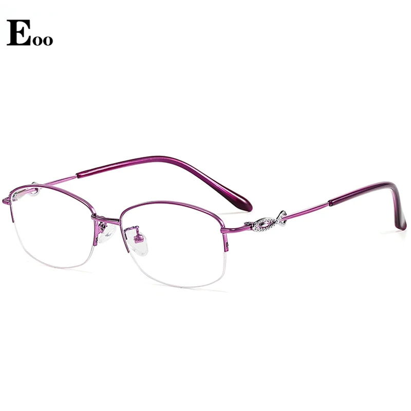 

Women's Glasses Frame Metal Eyewear Half Optical Oculos Opticos Gafas Clear Prescription Glasses