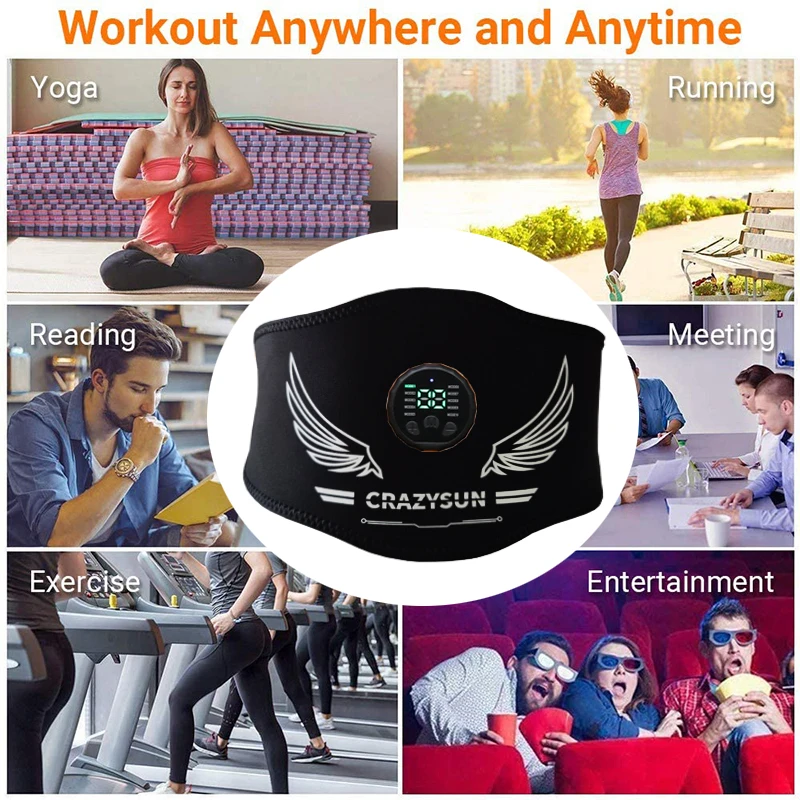 Abdominal Toning Belt Smart Waist Muscle Toner Abdominal Massager Body Slimming Home Gym Workout Fitness Equipment