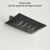Soap Dish Shower Waterfall Black Stainless Steel Soap Tray Self Adhesive Bar Soap Holder with Drain for Shower Bathroom Kitchen 4
