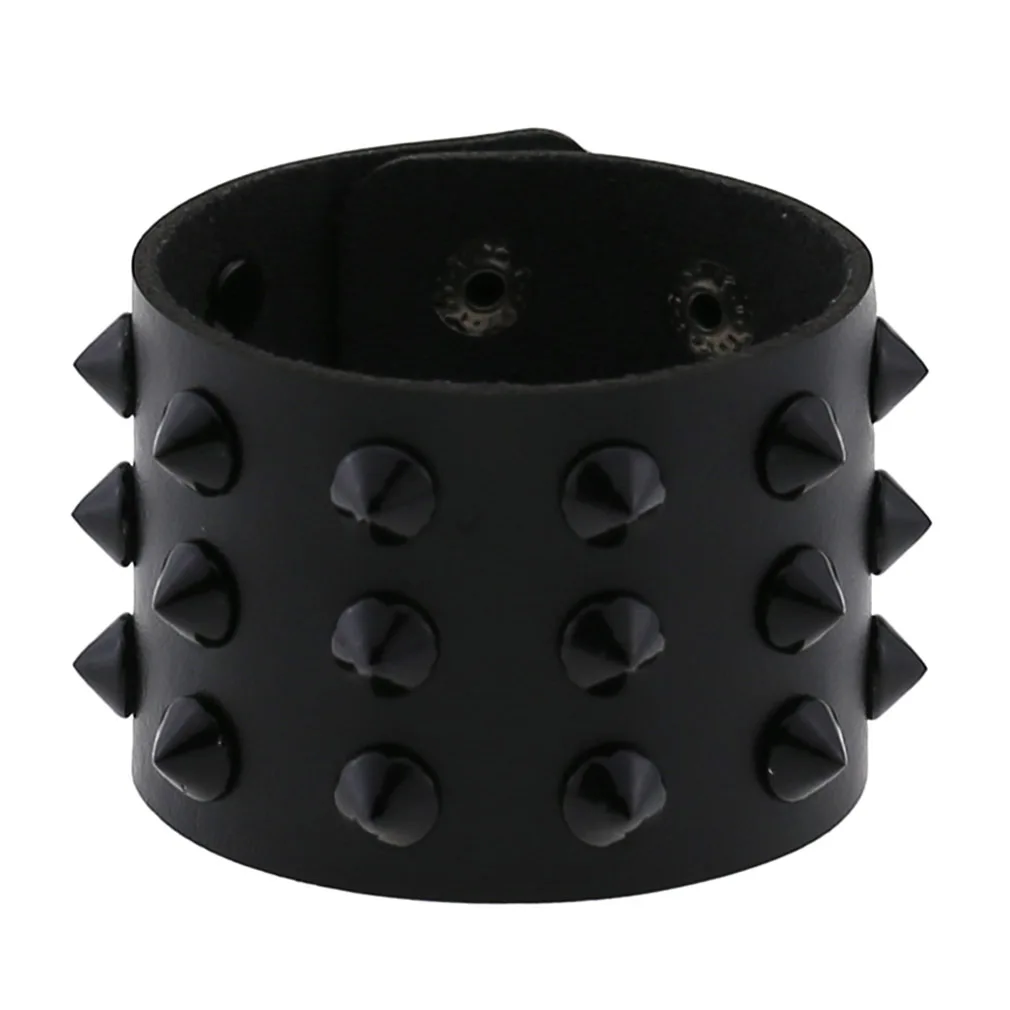 DIEZI Hyperbole Black 3-layer Rivet PU Leather Wide