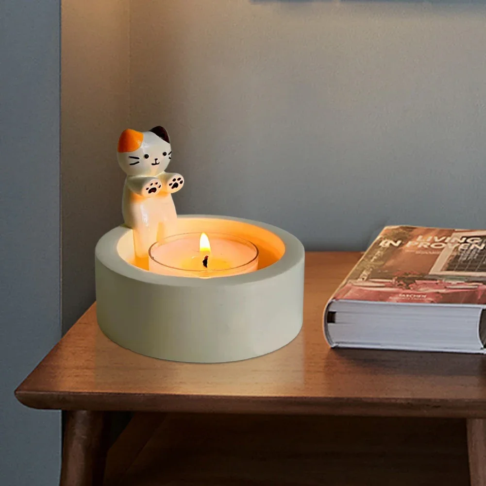 Cartoon Cat Candle Holder  Cat Tea Light Candle Holder Office Home Desktop Decorative Ornaments Cute Candlestick 6 Cartoon Cat Candle Holder  Cat Tea Light Candle Holder Office Home Desktop Decorative Ornaments Cute Candlestick 6