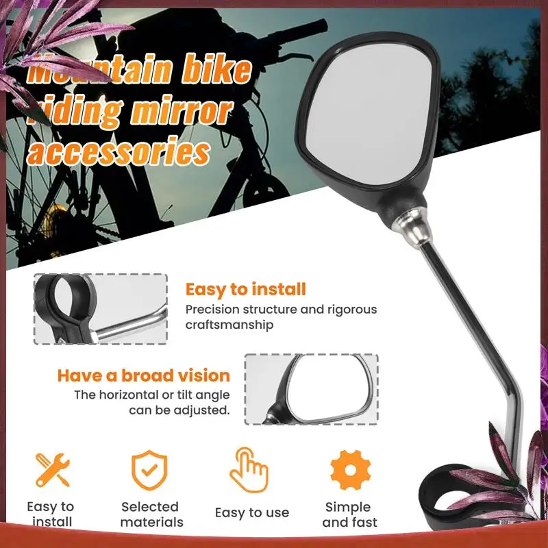 Durable 1 Pair Bike Rearview Mirror Safety Bicycle Rear View Glass Mirrors Adjustable Cycling Rearview Left Right Mirror