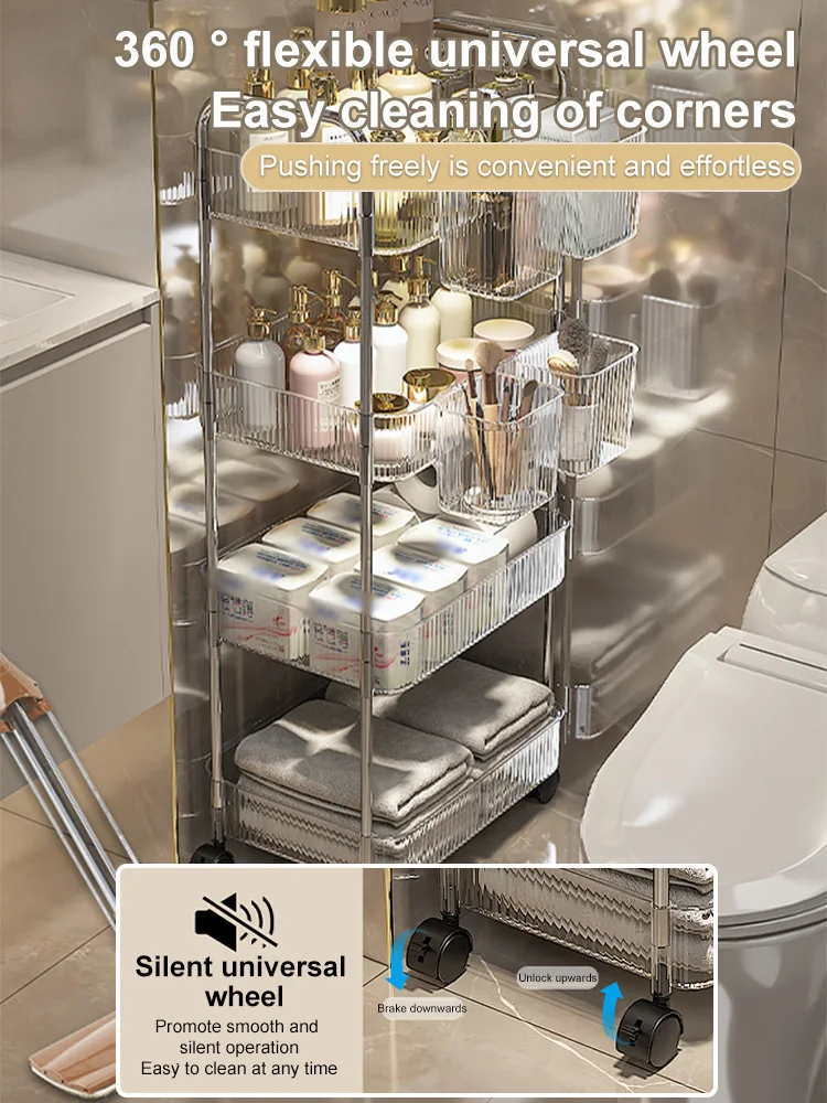 Mobile Shelf Acrylic Mini Cart, Bathroom Crevice Storage Shelf, Living Room Snack Organizer, Multi-Layer Mobile Cosmetic Storage