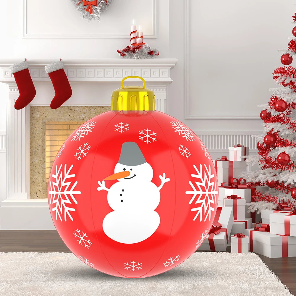 60cm Christmas Inflatable Tree Hanging Ball Waterproof Giant Inflatable Bauble Festival Theme Outdoor Holiday Garden Yard Decor