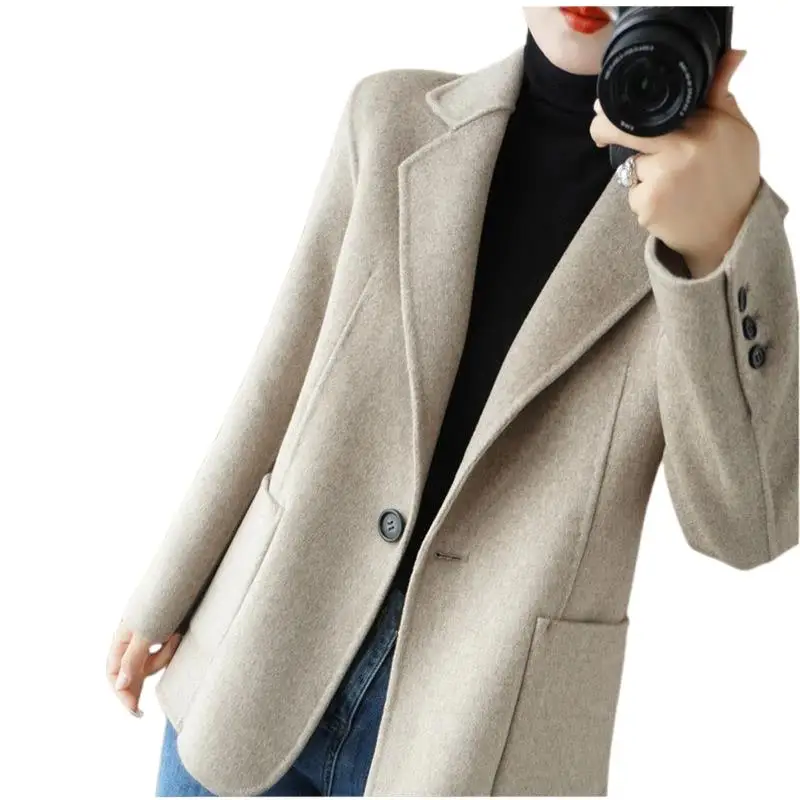 

2023 Women Winter Clothing Double-sided women's cashmere coat short small suit fit small woolen coat