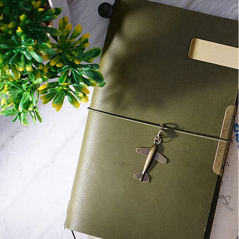 A5 Olive Green Retro Cowhide Manual Account Book European Retro Notebook Diary Notepad Office Supplies