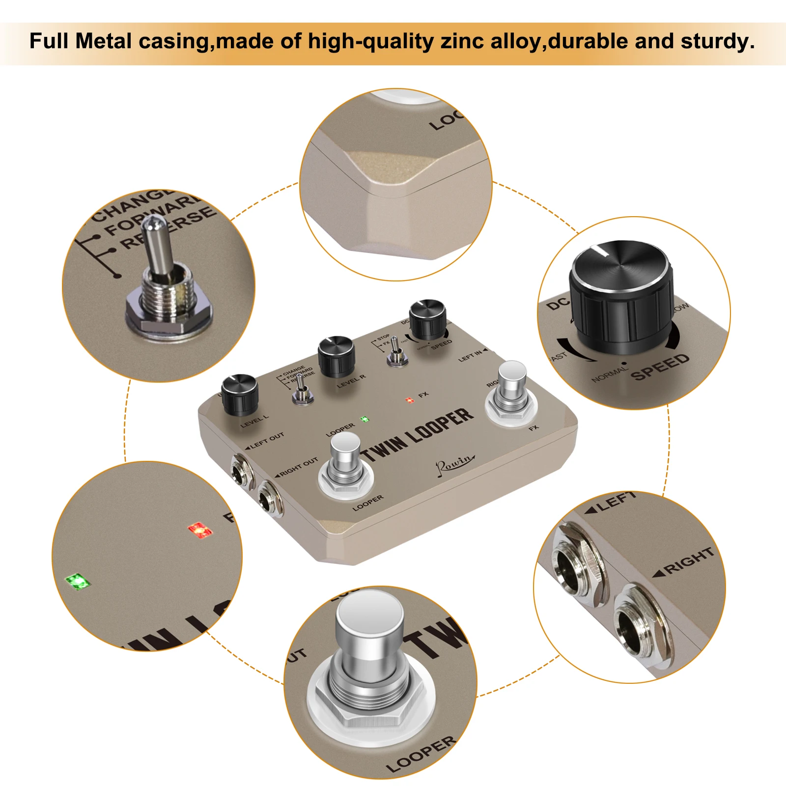 Rowin TWIN LOOPER ルーパー Amazon.com: Rowin Twin Looper. - Caja de retardo para