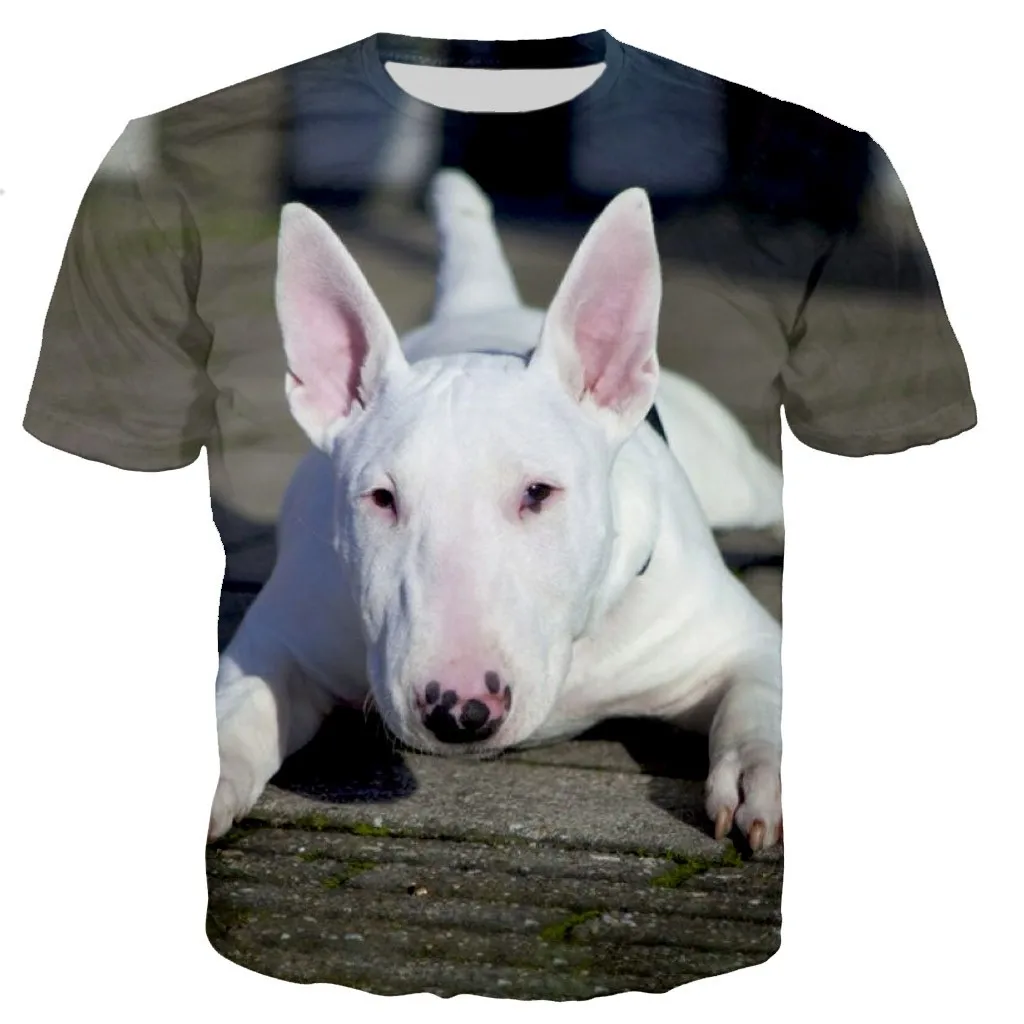 Funny Bull Terrier 3d Print Cute Dog Pattern Men Ladies Kids Haruku T Shirt Street Breathable Lightweight Summer Sports989_voghion.com