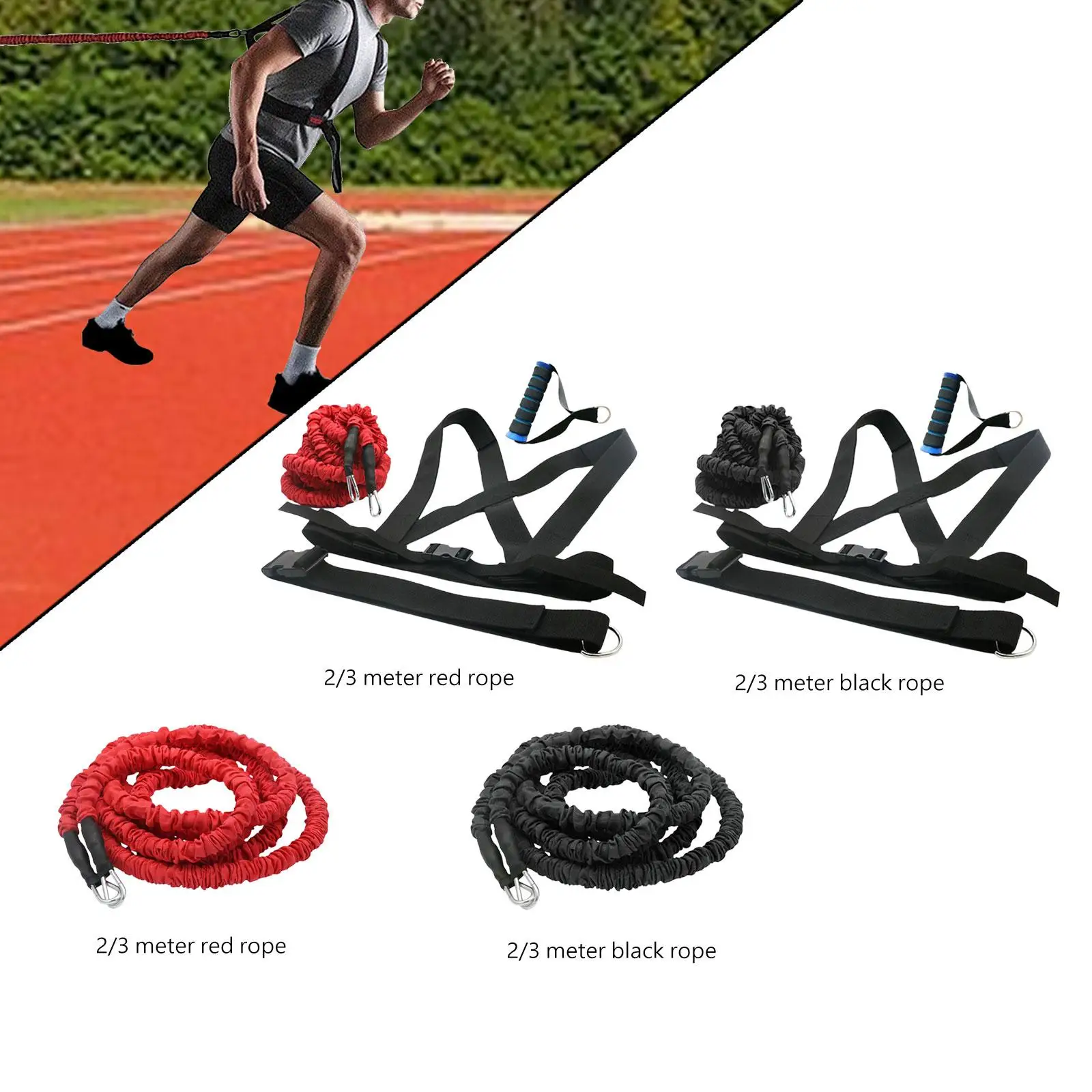 Resistance Explosive Training Rope 50lbs with Handle Men Women Resistance Tube Band for Agility Speed Strength Gym Equipment