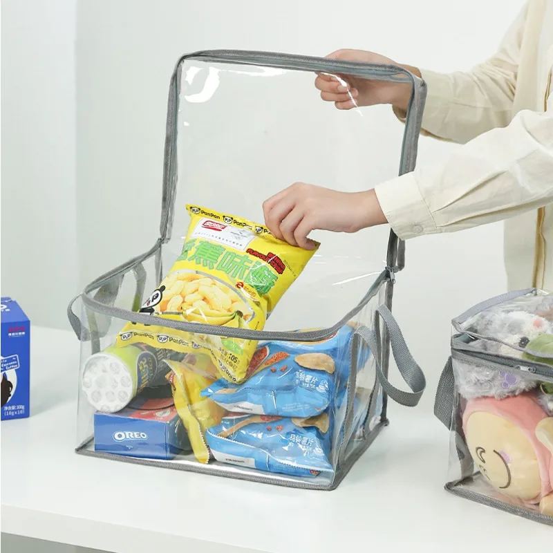 Foldable Book Box Handbag Student Dormitory Classroom Book Organizer Transparent Waterproof Household Organizing StorageBox