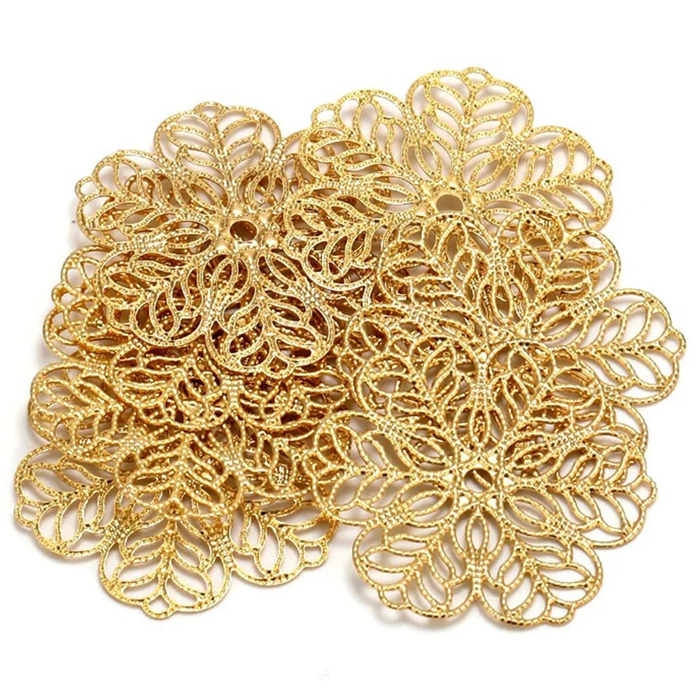 20-40pcs Stainless Steel Gold Color Hollow Out Leaf Flowers Charms Pendants for DIY Jewelry Making Earrings Necklace Accessories