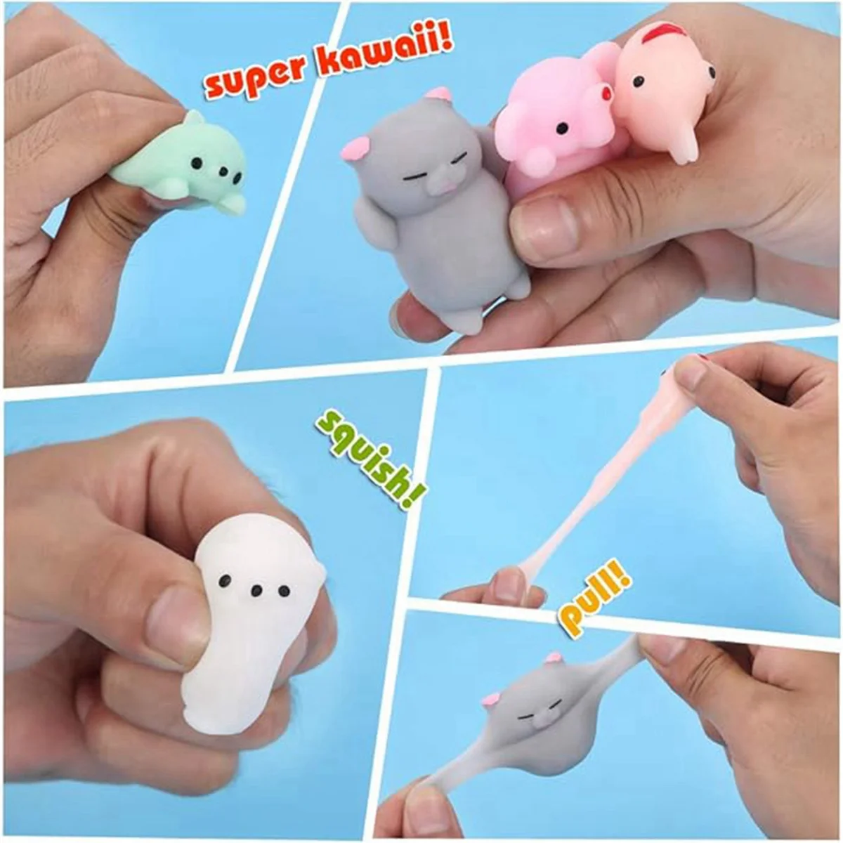 Squishy Toy 24Pcs Party Favors for Kids, Mochi Toy Stress Reliever Anxiety Toys, Easter Basket Stuffers with Storage Box
