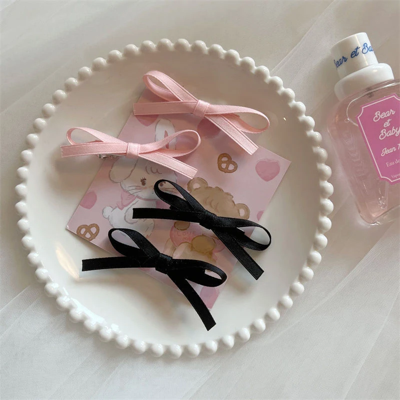 2 Stück Süße Schleifen-Haarspangen Ballett-Schleifen-Haarnadeln Pony-Clips Mädchen Mini-Haarklammern Damen-Kopfbedeckung Haaraccessoires – Detail 5
