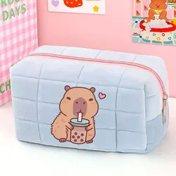 Charming Capybara Pastel Pillow Design Cosmetic Bag & Pen Pouch - Large - Capacity Student Storage Solution Gift (Clear)