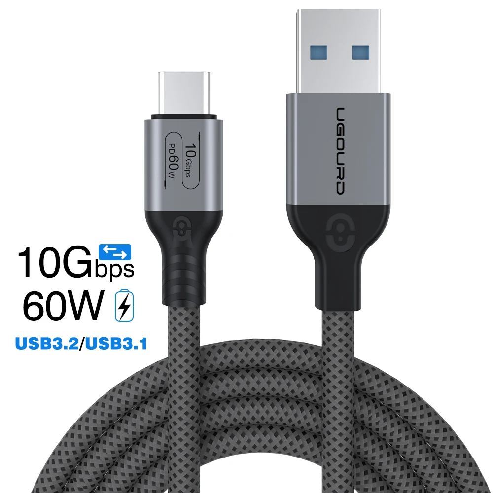 USB-A TO Tip-C USB3.2 Gen2 Kablo Tip-A Tip-C 10 Gbps Veri Aktarım Kablosu PD60W Hızlı Şarj Kablosu HUB SSD Kutusu Dizüstü Bilgisayar