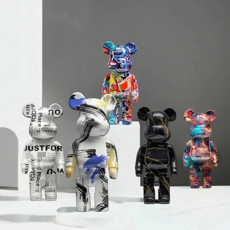 

Resin 49 colored graffiti violent bear bricks, statue, violent bear, resin decoration, office desk decoration