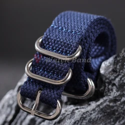 High Quality Nylon Watch Strap in Brown and Army Green - Sporty Military - Style Replacement Band - 22mm (Dark blue)