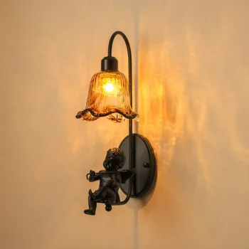 French Antique Glass Angel Wall Sconce 1