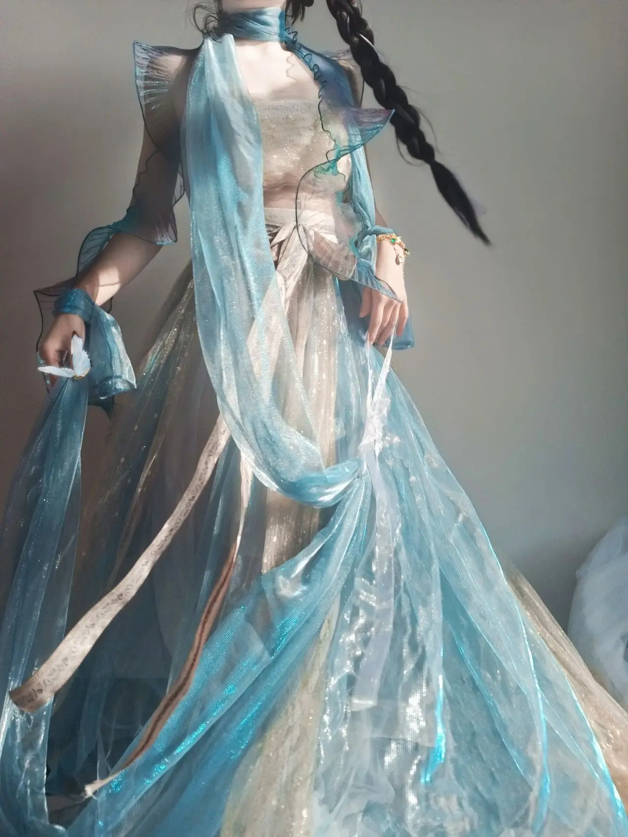 Hanfu Han Elements Improved Fairy Tale Blue Desert