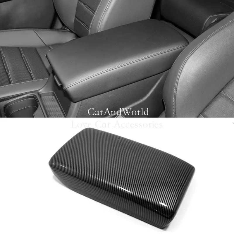 

ABS Carbon Fiber Central Interior Armrest Storage Box Panel Cover Garnish Trims Car Accessories For Honda CRV CR-V 2022 2023