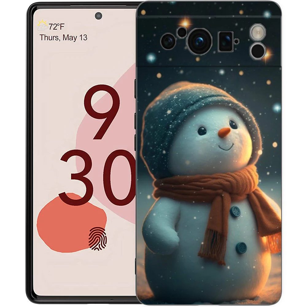 Christmas Graphic Printed Shockproof Black Silicone Phone Case
