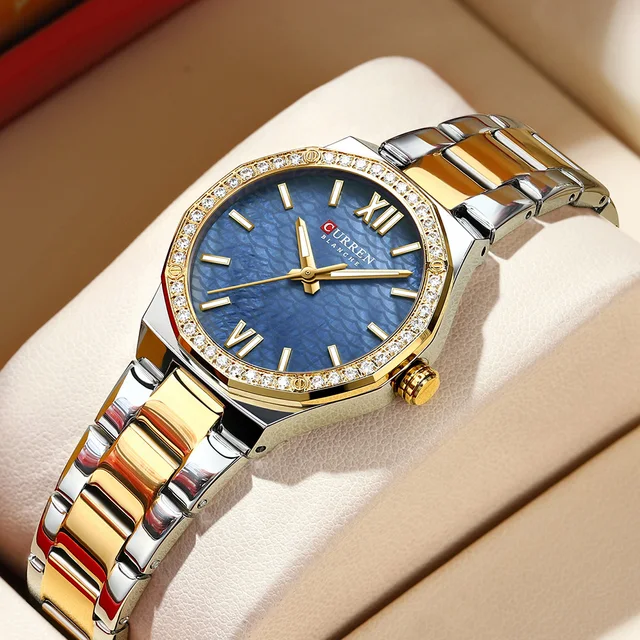 CURREN Women's Quartz Watch - Elegant Slim Stanless Steel Wristwatch Waterproof Luminous Hands Watch for Ladies