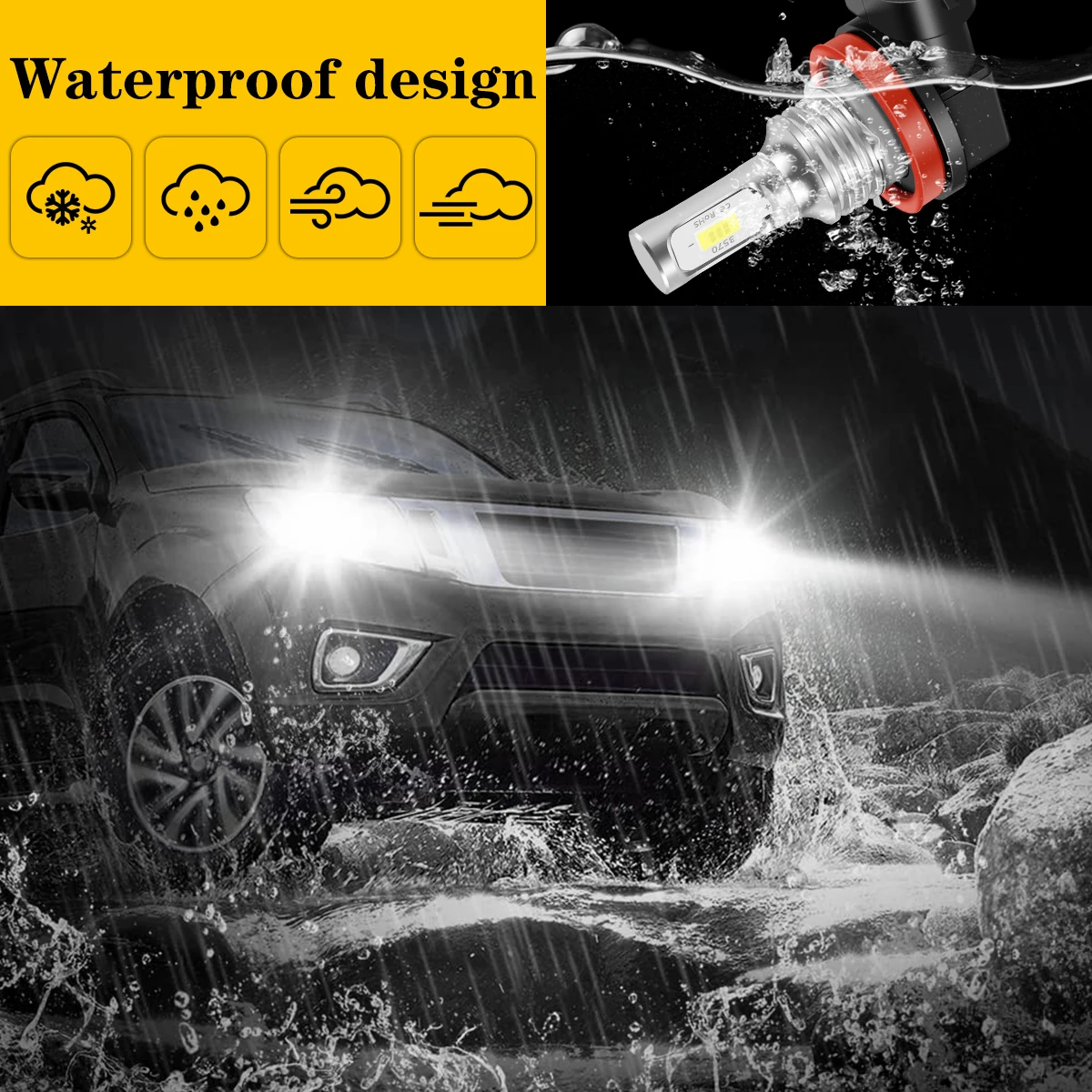 2Pcs LED Fog Light Bulbs H16 H11 H9 H8 9005 HB3 Super Bright Car Fog Lights Auto Driving Running Lamps Replacement Car Accessory