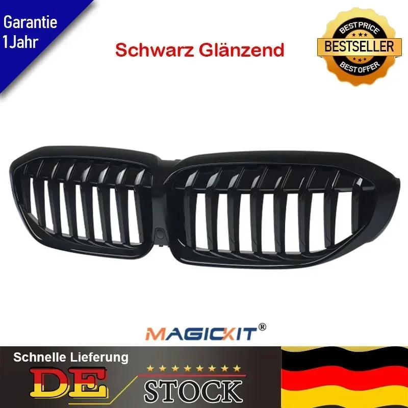 

MagicKit FOR BMW 3 SERIES G20 G21 2019+ FRONT KIDNEY GRILLE GRILL GLOSS BLACK SINGLE BAR