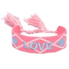 Boho tissé broderie amour poignet tricoté Bracelets d'enveloppement corde à la main tissage tressé glands ethnique femmes hommes bijoux