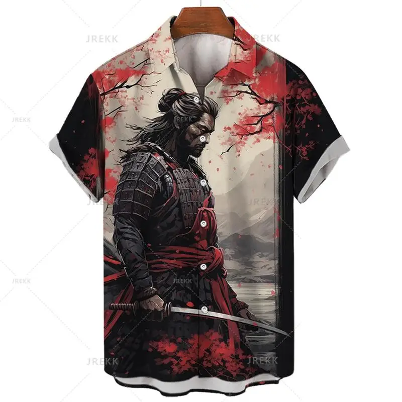 thumbnail image 1 of Nuevas camisas japonesas para hombres, camisas hawaianas, ropa de samurái fantasma en 3D, camisetas de manga corta, ropa de calle Harajuku, ropa de verano para hombre, 1 of 5