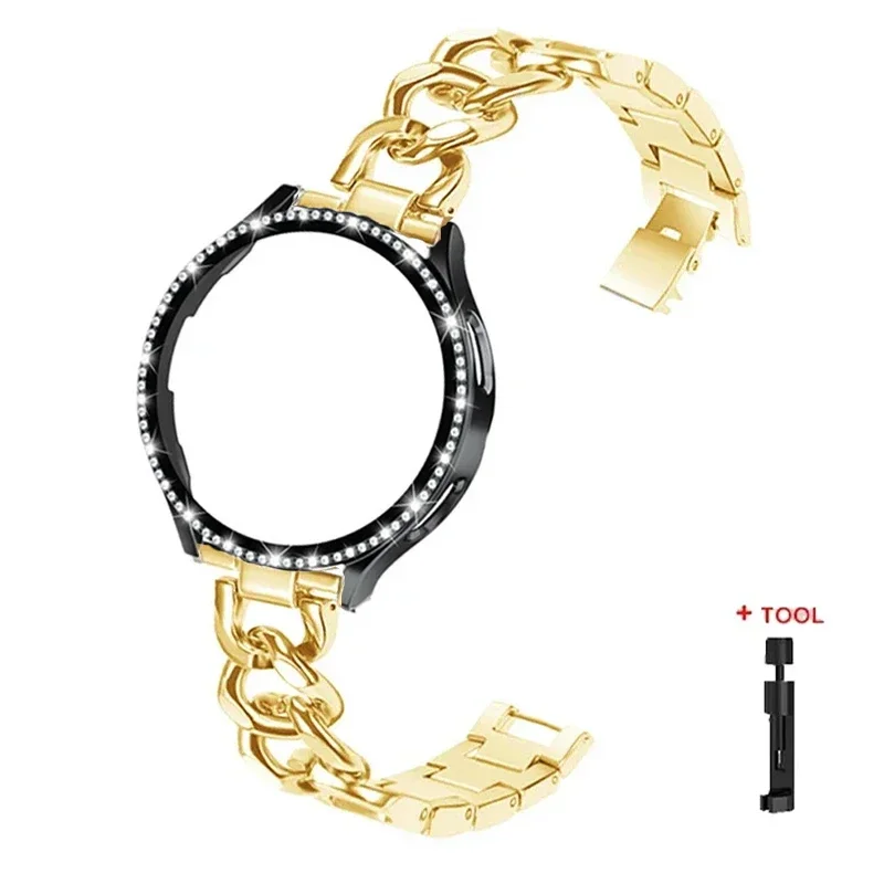 Elegant Bling Case with Metal Chain Strap & Screen Protector