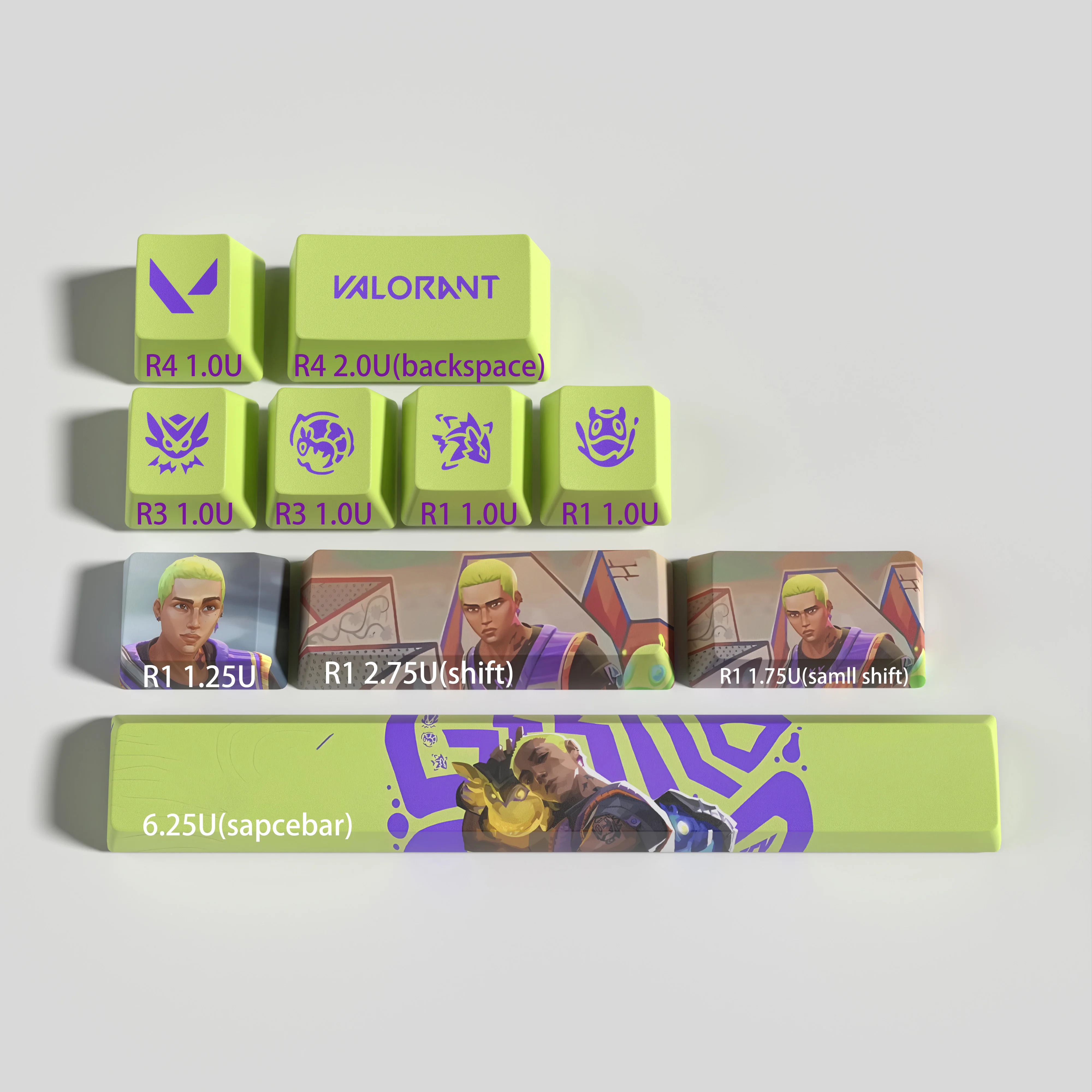 Keycaps Valorant Perfil do Oem Gekko Pbt Dye Sub Keycaps 10 Chaves - Imagem 2