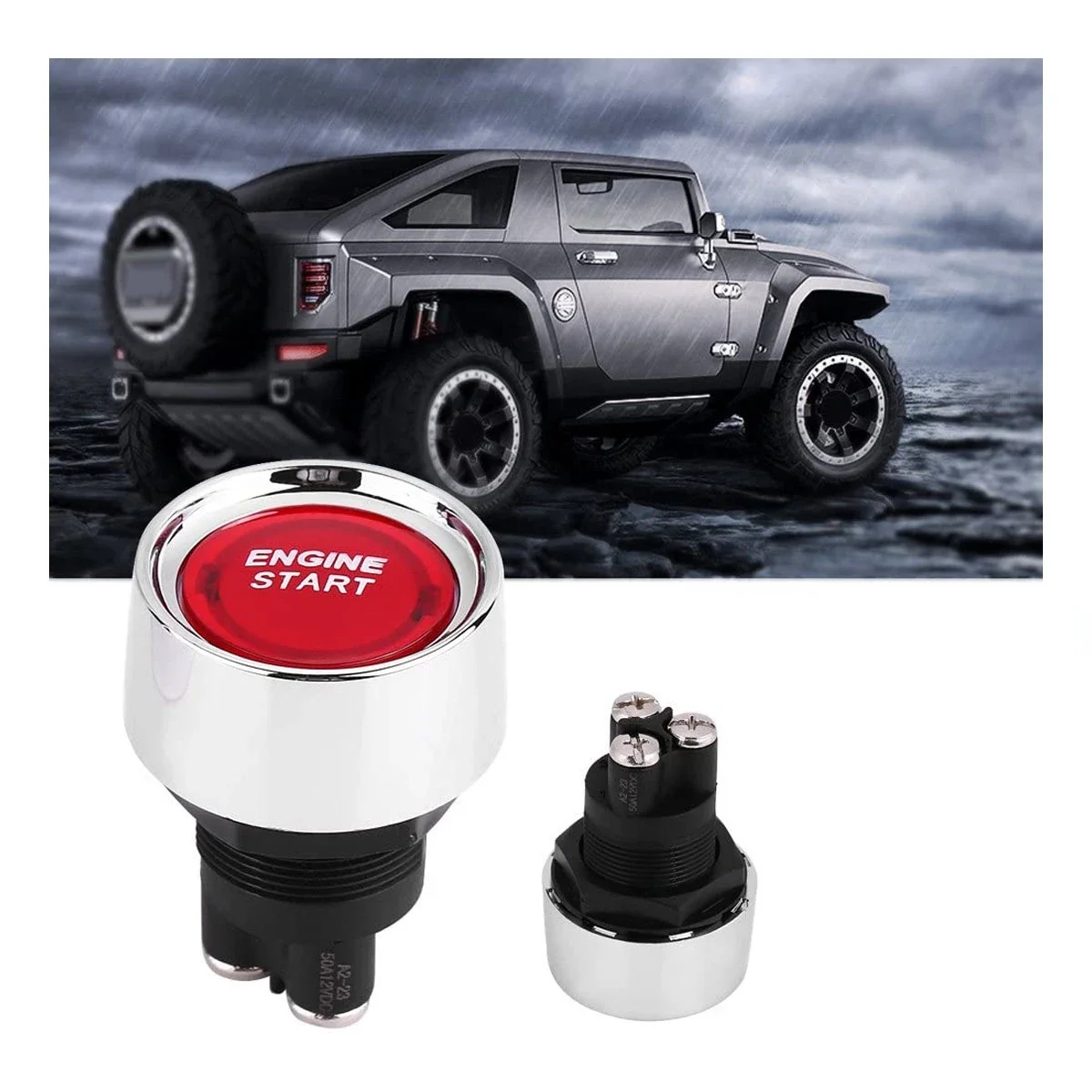 Car Start Button Car Start Stop Button 12V/24V 50A Car Engine Start Push Button Keyless Start Button Ignition Starter Car Engine Auto Accessories