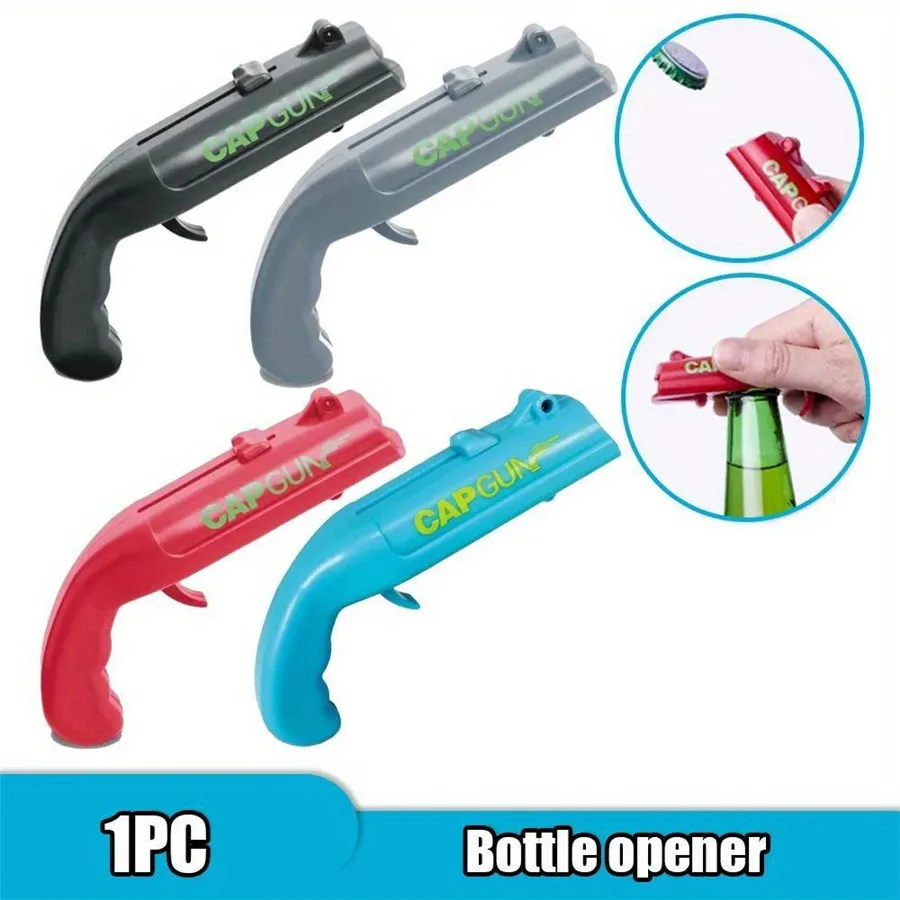 Portable Beer Bottle Opener & Cap Launcher - Gun-Shaped, High-Quality Stainless Steel Bar Tool for Parties & Picnics