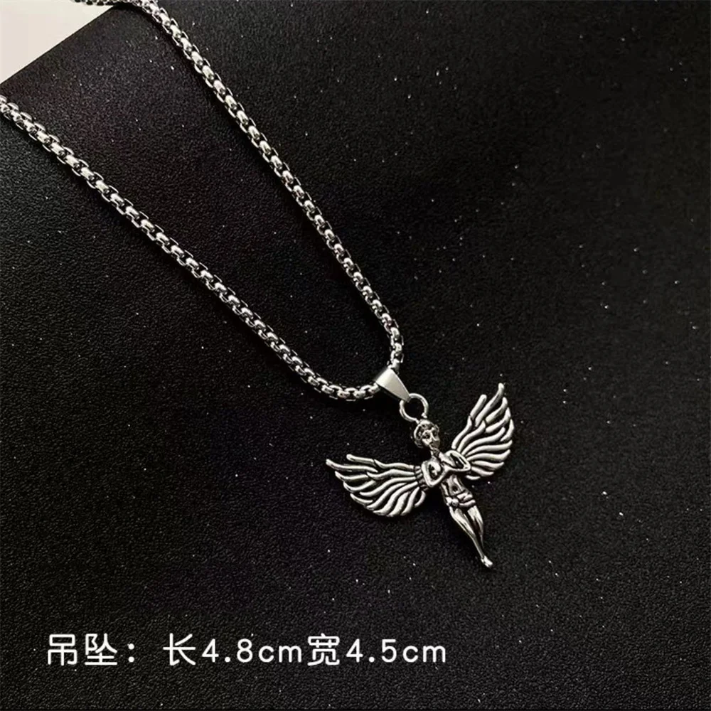 

Prayer Angel Necklace Euro American ins hip hop disco men and women trendsetter lovers pendant sweater chain